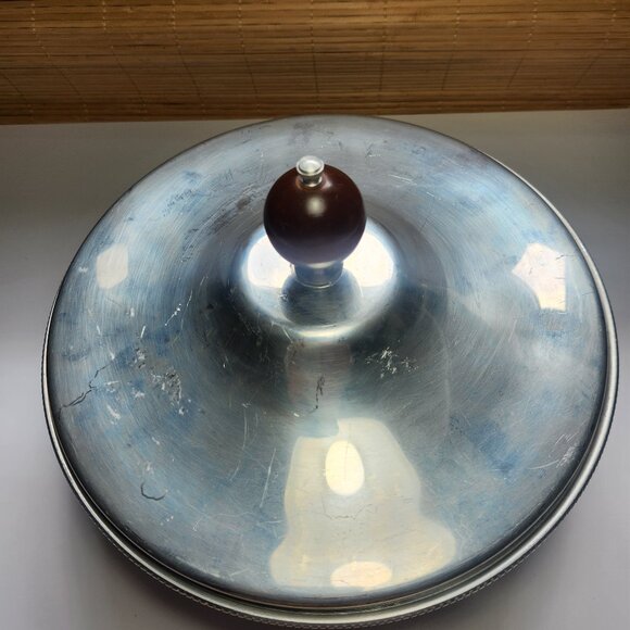 Vintage Buenilum Serving Dish Divided Pyrex Insert Polished Aluminium Covered - Picture 4 of 8